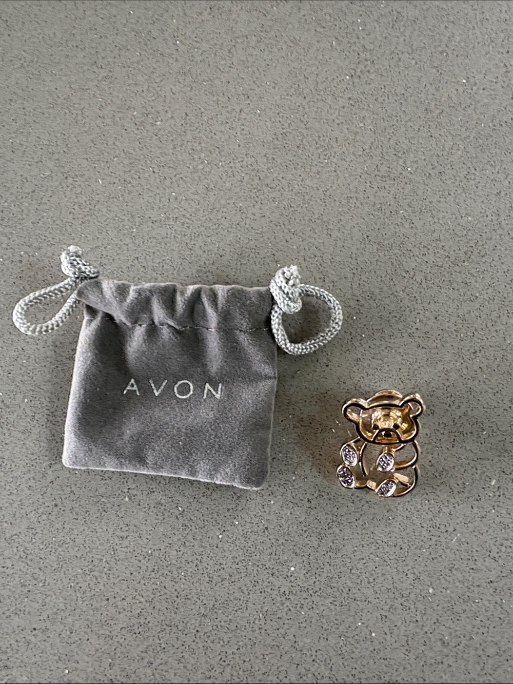 Avon Gold-tone Teddy Bear Brooch with gold and silver tones